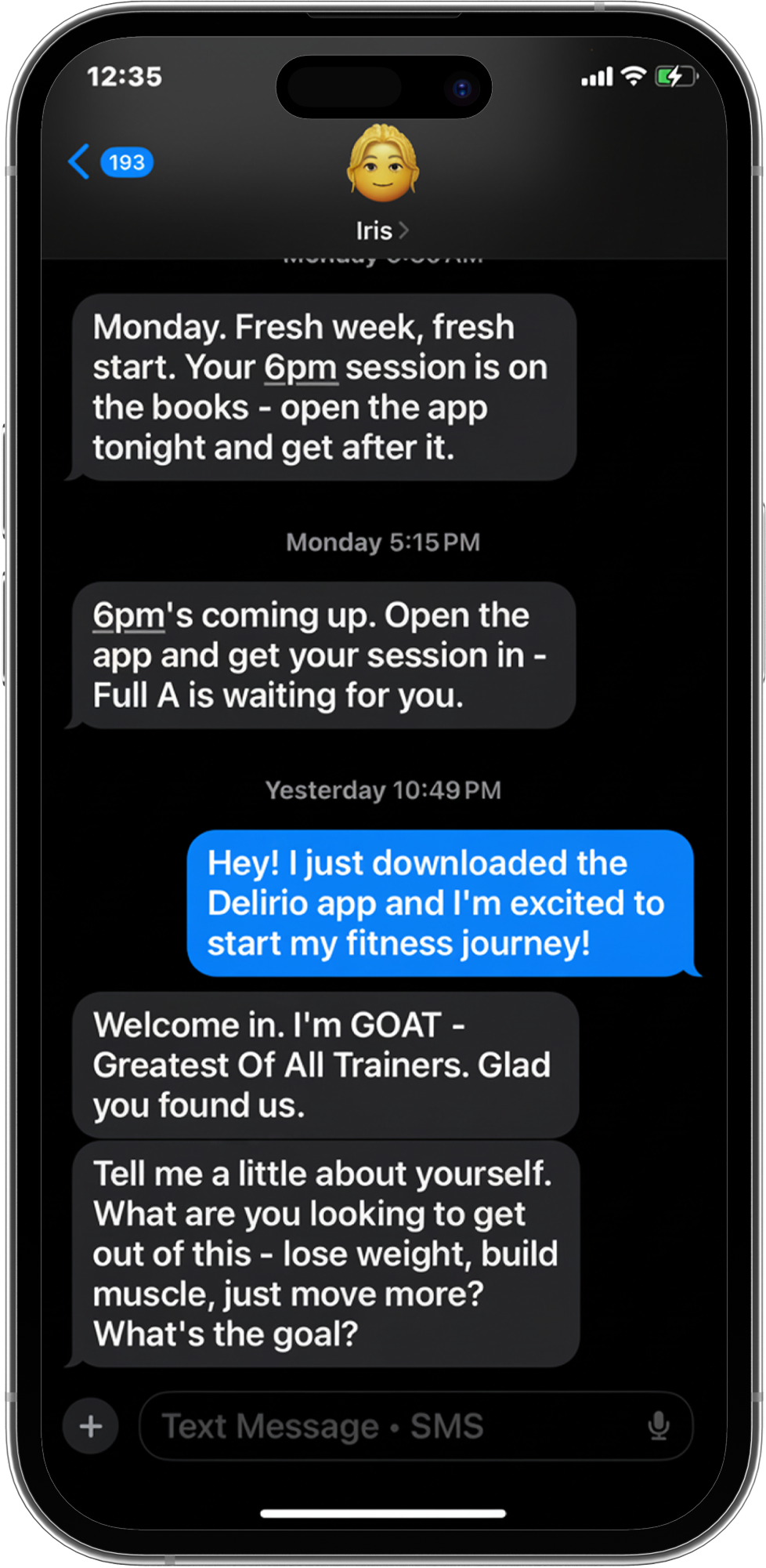 SMS coaching conversation